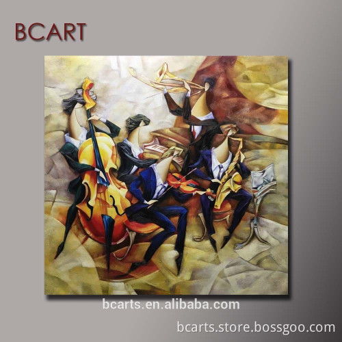BC16-R012 Nice handmade figurative canvas art painting ,abstract musicians oil painting